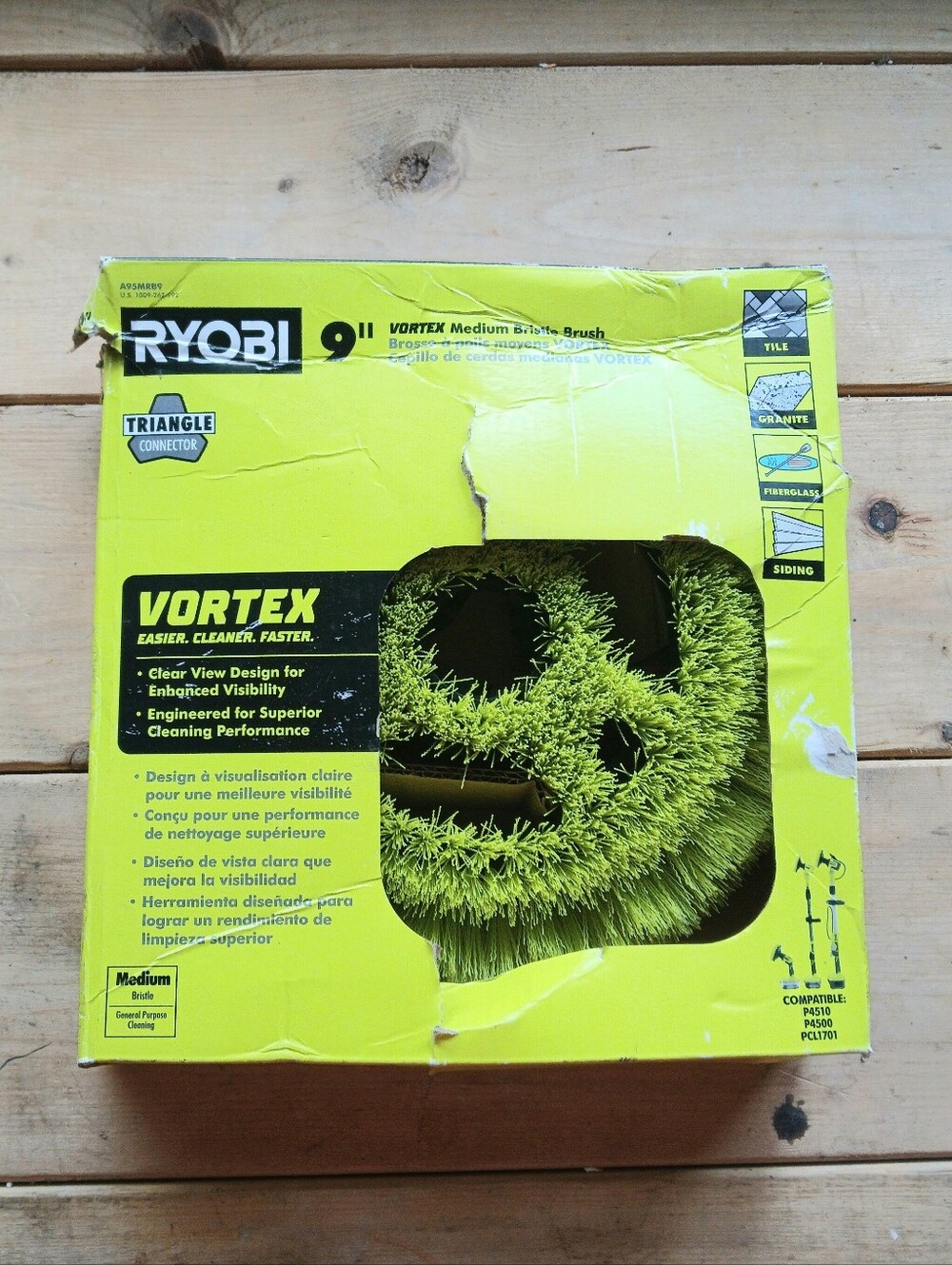 RYOBI 9 in. VORTEX Medium Bristle Cleaning Brush Head